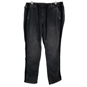 Torrid Feel the Fit Pull-On Jeans Black Drawstring Waist Size 1 Plus 1R